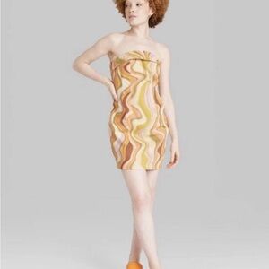 Wild Fable Twill Strapless Size Small Bodycon Tube Dress Multicolor Festival NWT